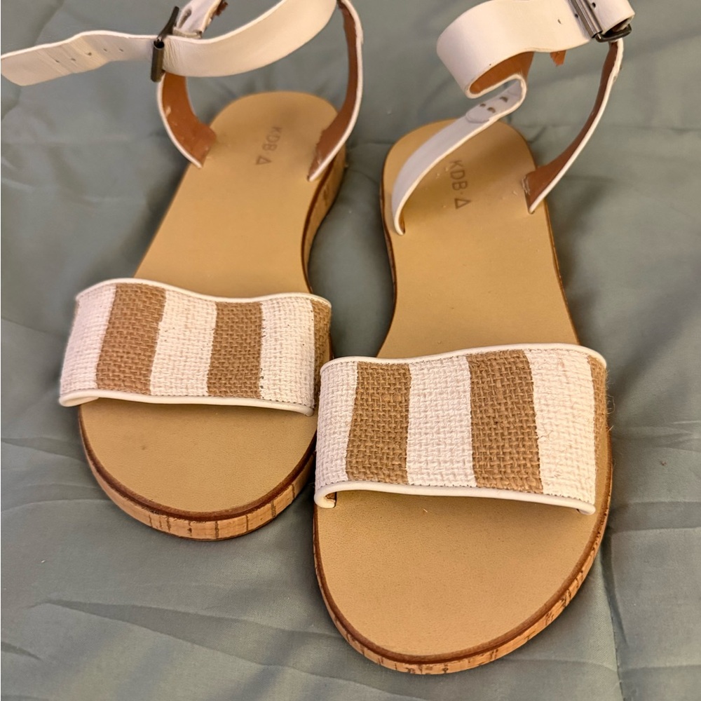 Stylish White and Tan Sandals